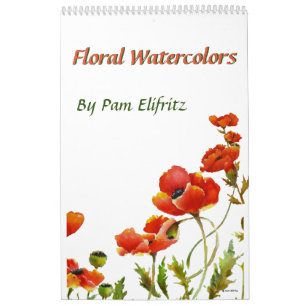 Calendario Cuadros de colores acuáticos florales de Pam Elif