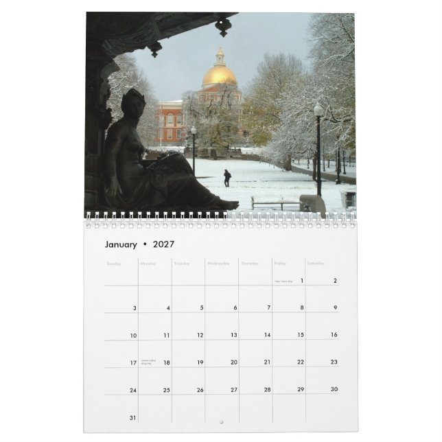 Calendario Cuatro estaciones en Boston - 2012 (Jan 2027)