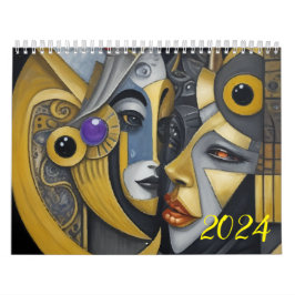 Calendario Cubismo al estilo de Picasso. 2024