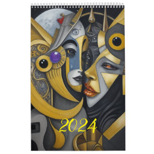 Calendario Cubismo al estilo de Picasso. 2024