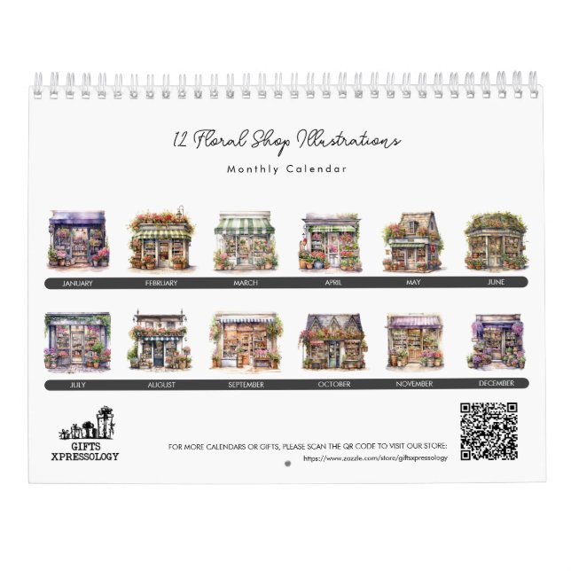 Calendario Cuidada acuarela Floral Tienda Flor Mensual (Reverso)