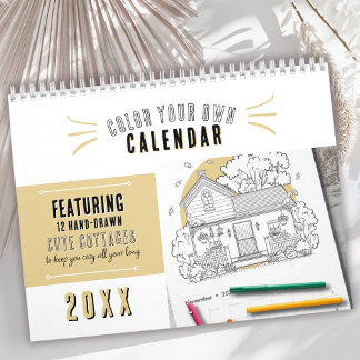 Calendario Cuidados Cottages Cualquier Año Color Su Propio