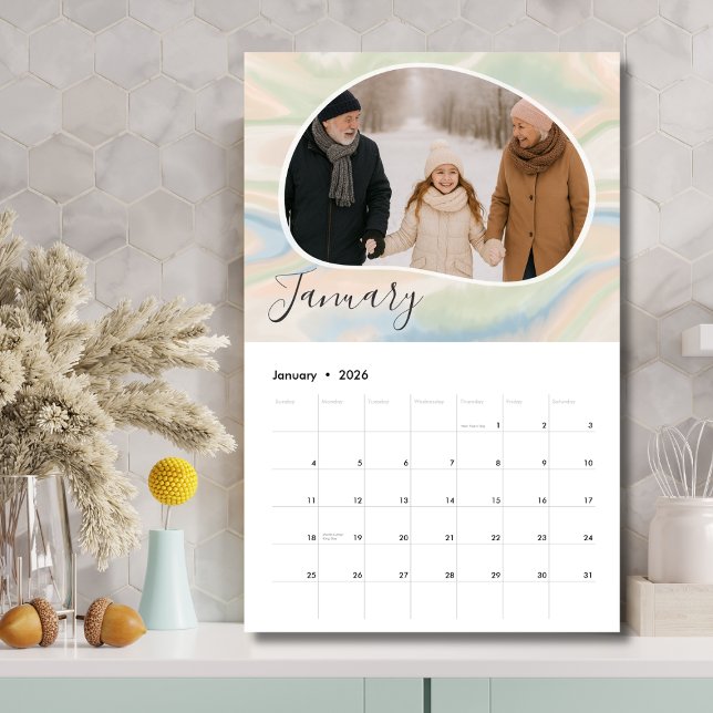 Calendario Custom 12-Month Photo Calendar – Grandparent Gift (Personalized Photo Calendar - Perfect Grandparent Gift)