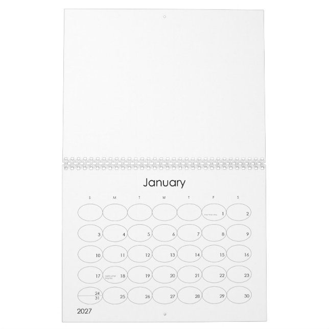 Calendario Custom Calendar  (Jan 2027)