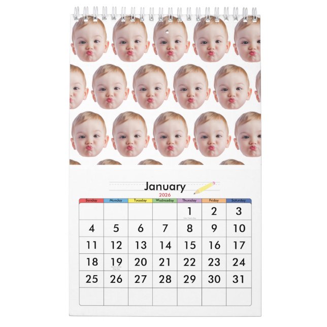 Calendario Custom Design Face baby or Family Gift for Memoria (Jan 2026)