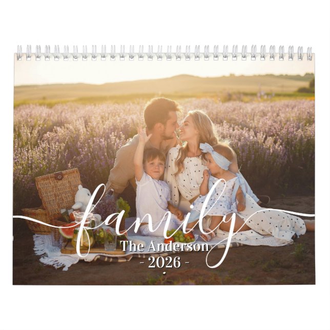 Calendario Custom Family Photo | Personalized Dusty Purple (Tapa)