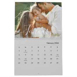 Calendario Custom Family Photo | Personalized Modern Gray