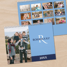 Calendario Custom Monogram Spanish Light Blue Photo