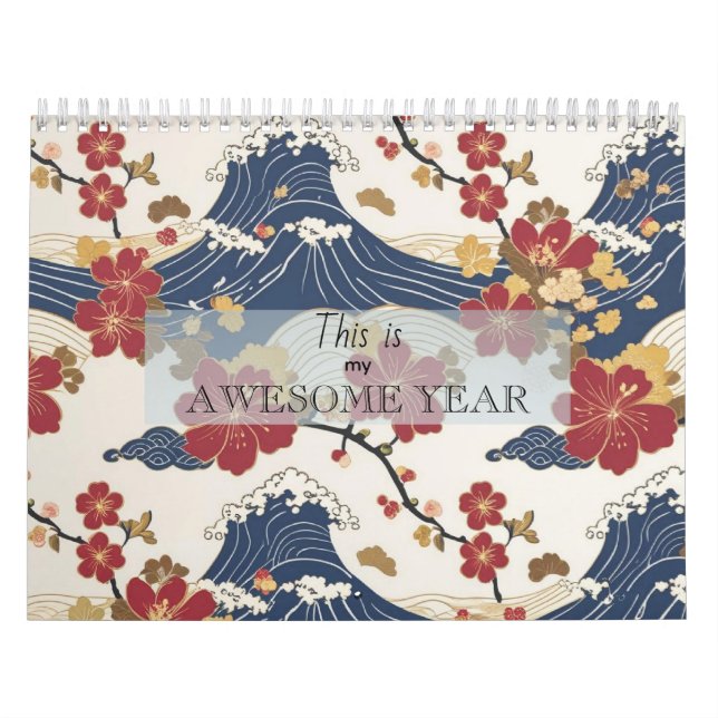 Calendario Custom Motivational Japanese Kimono Pattern (Tapa)