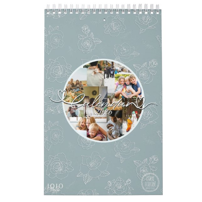 Calendario Custom photo collage Rose Line Art 2026 (Tapa)