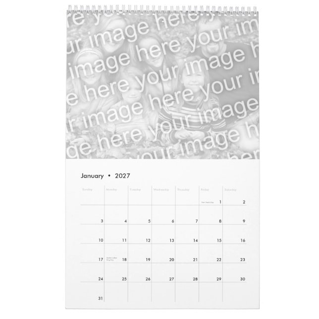 calendario customizeable del día de padre (Jan 2027)