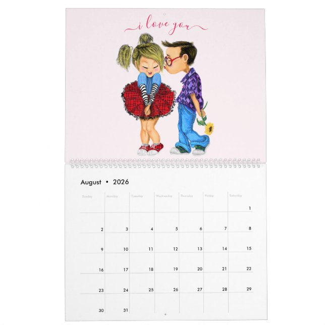 Calendario Cuta Pareja Romántica - Amor - Te Amo - Beso (Aug 2026)