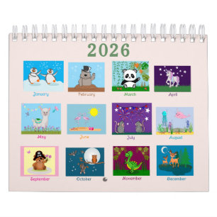 Calendario Cute Animales Dos Páginas