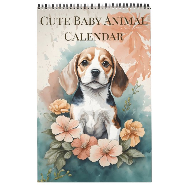 Calendario Cute Baby Animals Watercolor 2025 (Tapa)