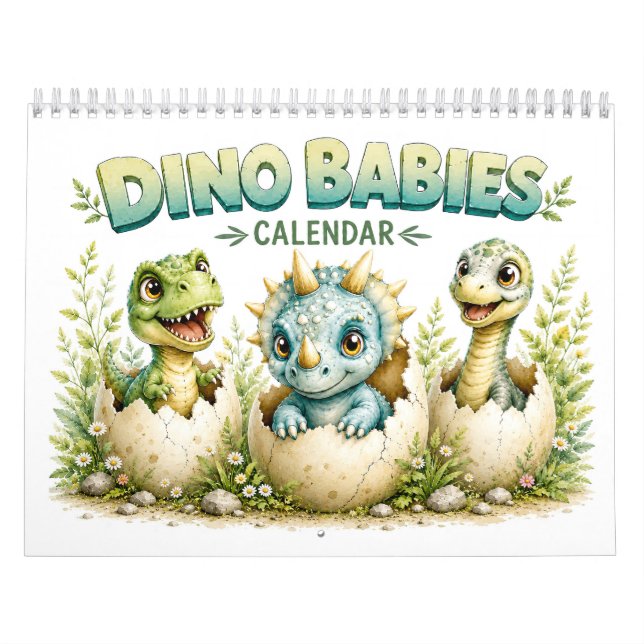 Calendario Cute Bebés Dinos Eclosionando – Dinosaurios  (Tapa)