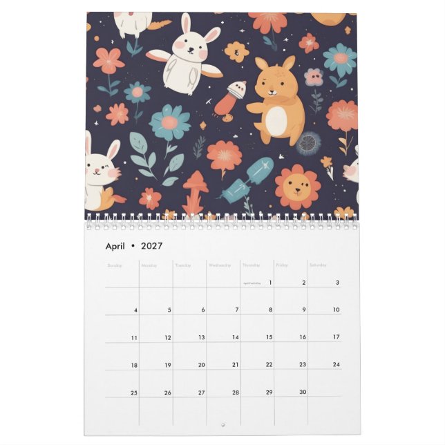 Calendario Cute Boho Woodland Animal Teepee Kids  (Apr 2027)