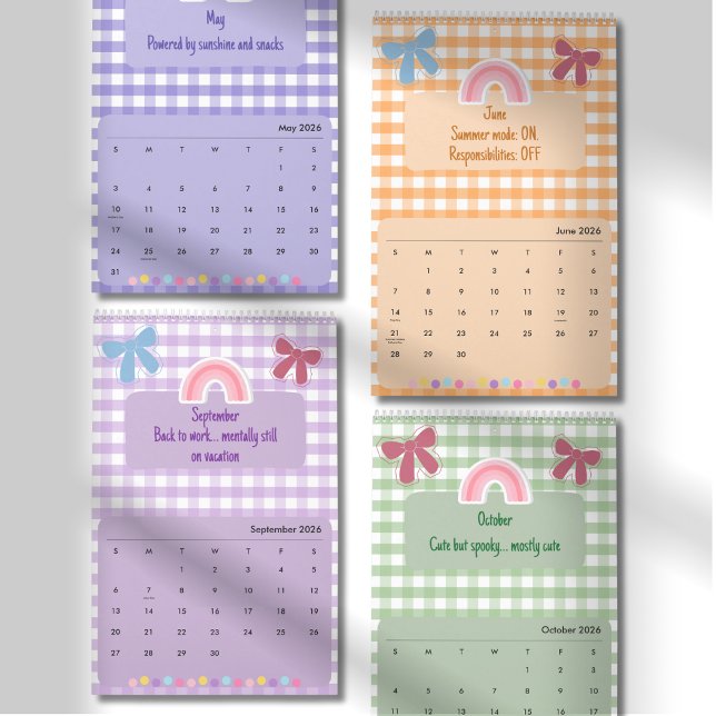 Calendario Cute Bright Ribbon & Flower Quote Calendar 2026 (Subido por el creador)