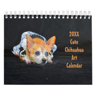 Calendario Cute Chihuahua Dog Art Design 2024 Mensual