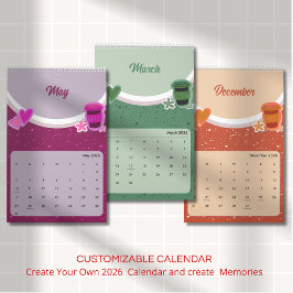 Calendario Cute Coffee Cup 2026 Calendar