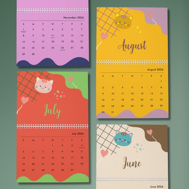 Calendario Cute Colorful Cat Calendar 2026 (Subido por el creador)