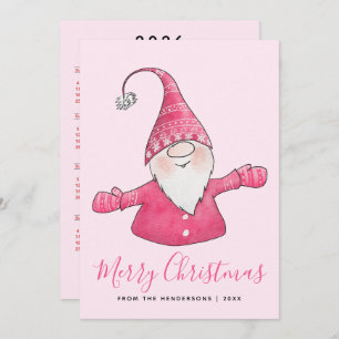 Calendario Cute Gnome 2025 Feliz Navidad Rosa