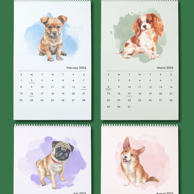 Calendario Cute Hand-Painted Dogs Art Wall Calendar (Subido por el creador)