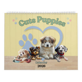 Calendario Cute Puppies 2026 Calendar