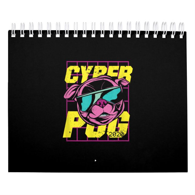 Calendario Cyber Pug 2021 Funny Dog Pug Design (Tapa)