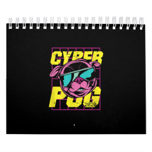 Calendario Cyber Pug 2021 Funny Dog Pug Design