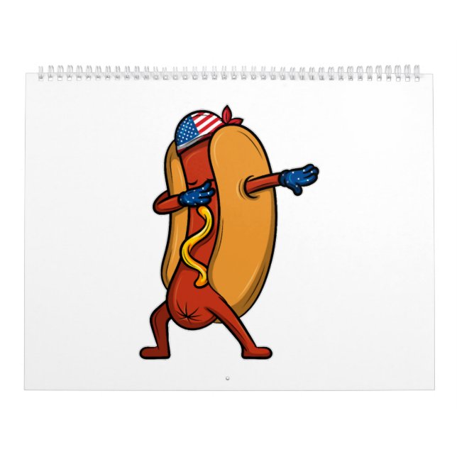 Calendario Dabbing Hot Dog Wiener 4 de julio Día de la Indepe (Tapa)