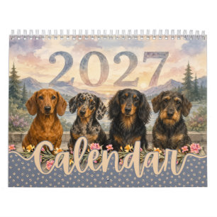 Calendario Dachshund Perro Salchicha Acuarela Caprichosa 2027