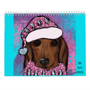 Calendario Dachshund Rojo