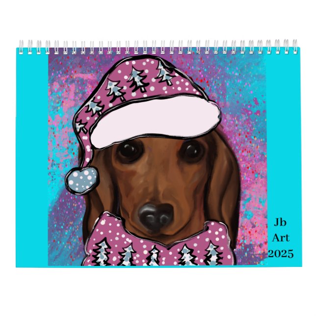 Calendario Dachshund Rojo  (Reverso)