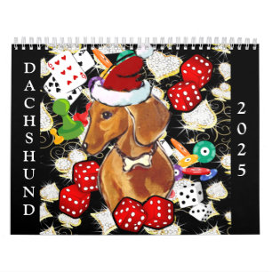 Calendario Dachshund Rojo