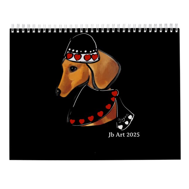 Calendario Dachshund Rojo  (Reverso)