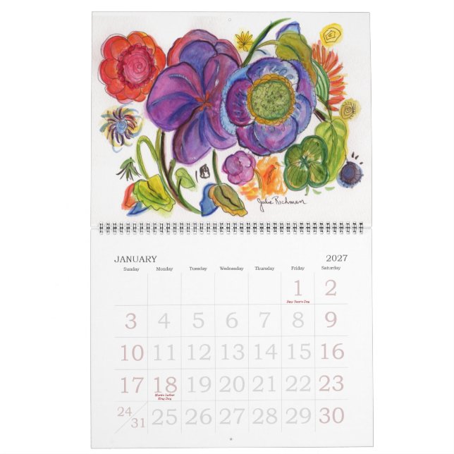 Calendario Dahlia Rojo (Jan 2027)