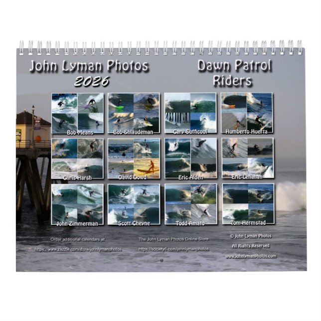 Calendario Dawn Patrol Riders Surfing Calendar 2026 (Reverso)