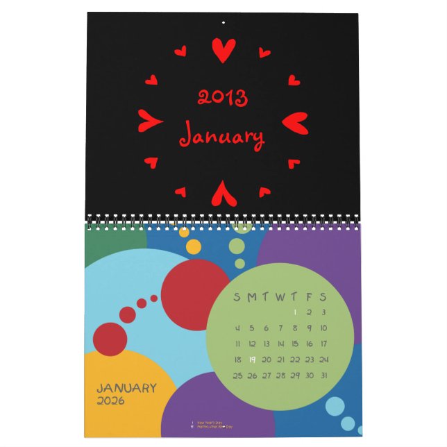 Calendario de 12 corazones 2013 (Jan 2026)
