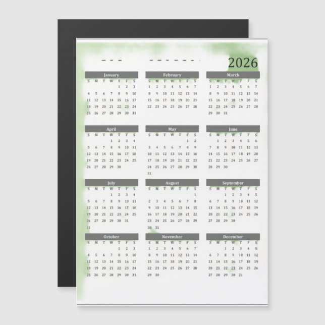 Calendario de 12 Meses 2026 (Anverso/Reverso)