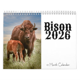 Calendario de 12 meses de Bison 2026