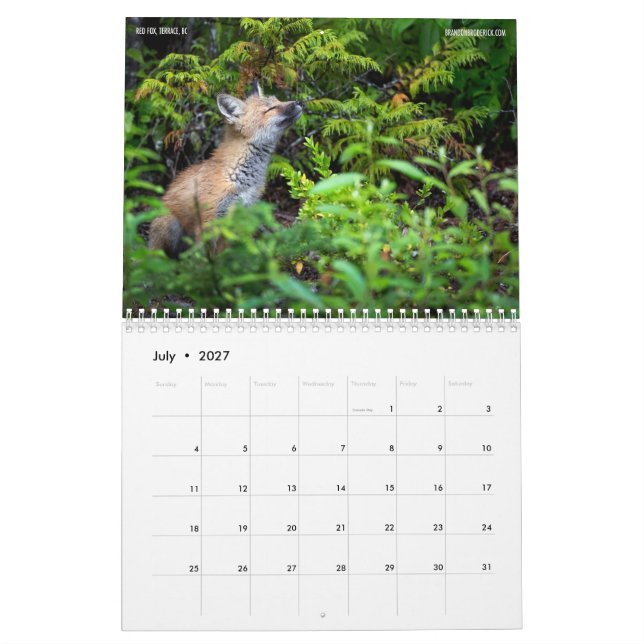 Calendario de 12 meses del noroeste de BC (Jul 2027)