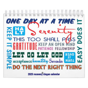 Calendario de 12 pasos de lemas de sobriedad 2020