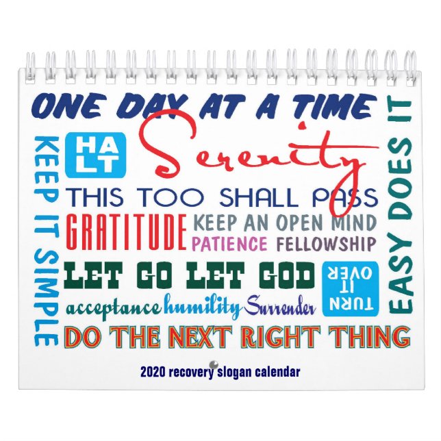Calendario de 12 pasos de lemas de sobriedad 2020 (Tapa)