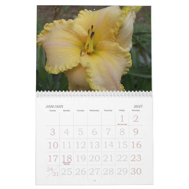 Calendario de 2008 Daylilies - modificado para (Jan 2027)