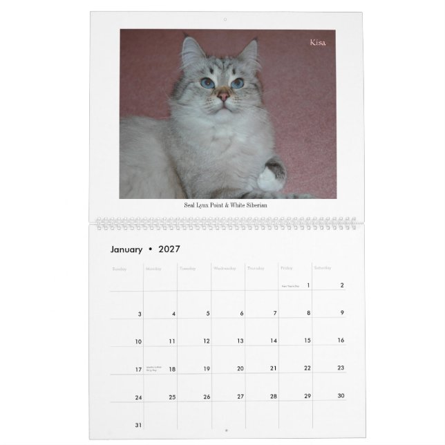 Calendario de 2014 de los siberianos gatos y de (Jan 2027)