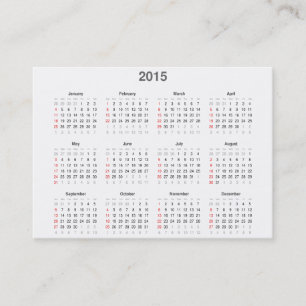 Calendario de 2015 bolsillos y tarjeta de visita