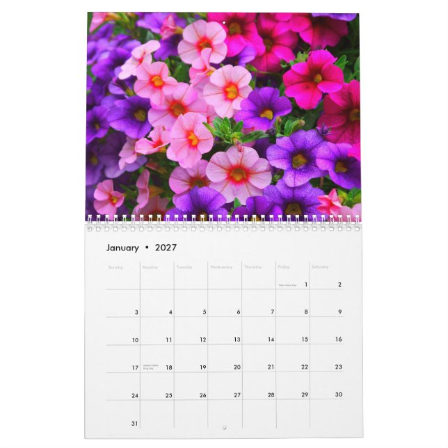 Calendario de 2015 flores (Jan 2027)