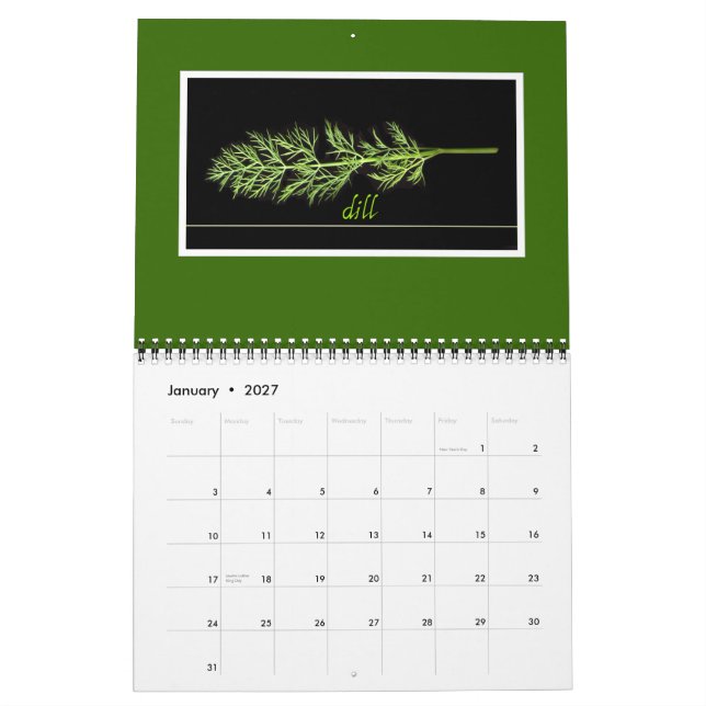 Calendario de 2015 hierbas (Jan 2027)