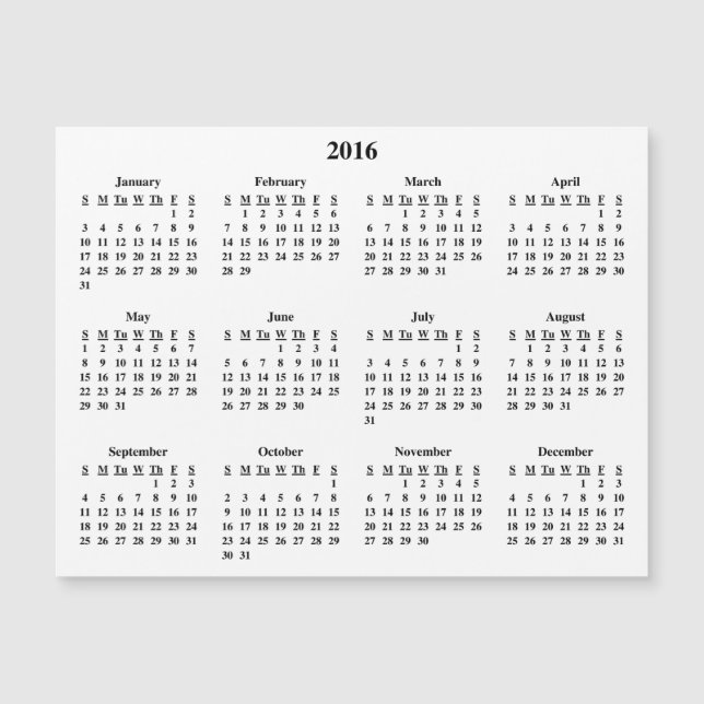 Calendario de 2016 (Anverso)