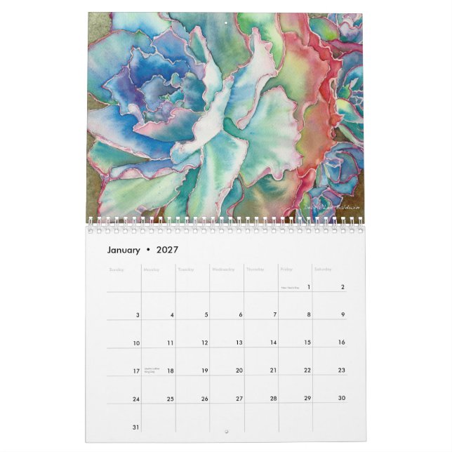 Calendario de 2017 Succulent (Jan 2027)